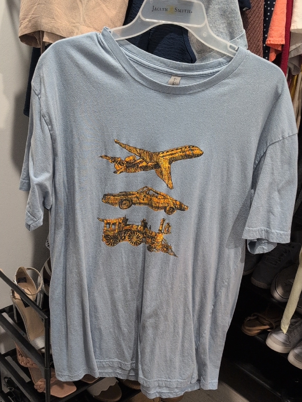 BILLY WOODS Apparel Light Blue Tee with Gold MAPS